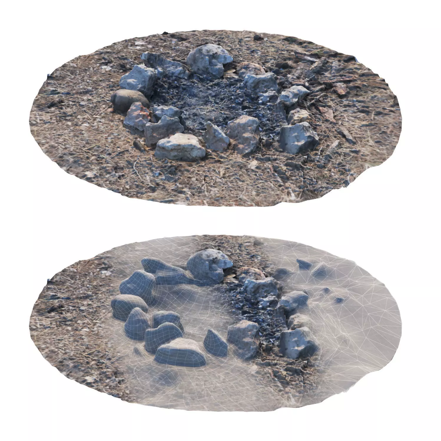 Camp Fire Low-poly 3D model_0