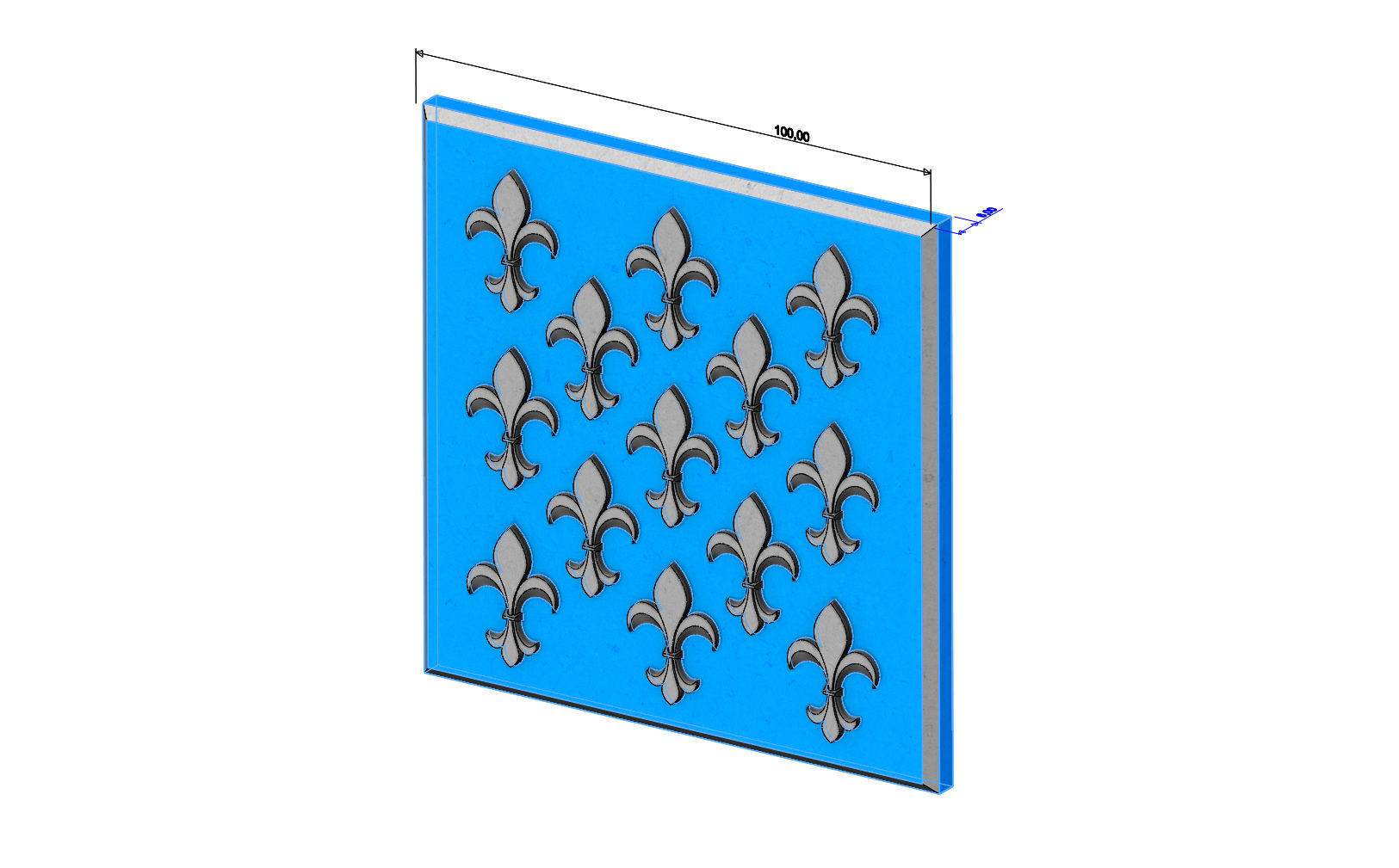 Lys flower tile relief  3D print model_3