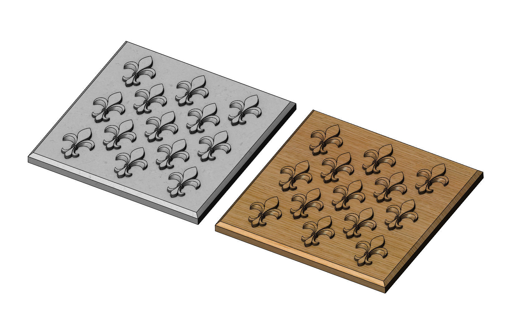 Lys flower tile relief  3D print model_11