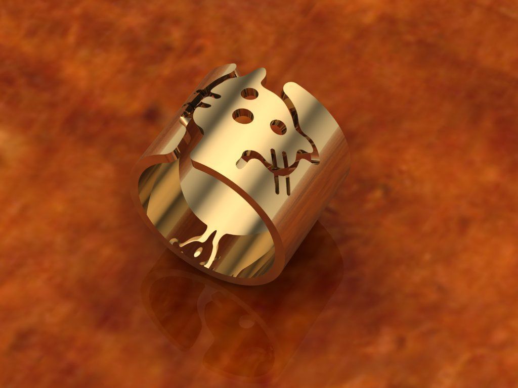 Cat-ring model hello kitty ring in rose gold 3D print model_9