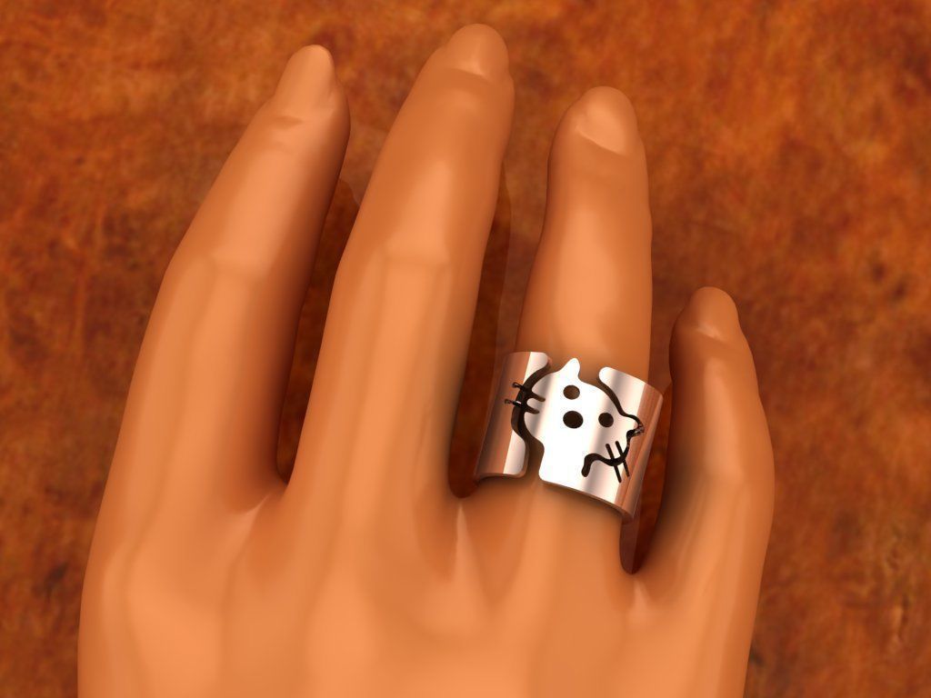 Cat-ring model hello kitty ring in rose gold 3D print model_2