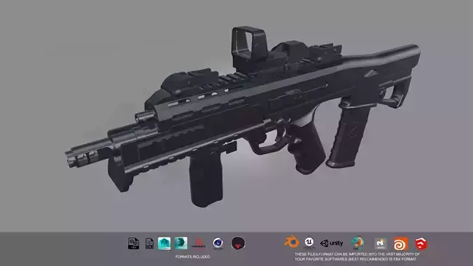 Low-poly Rifle 3D model
