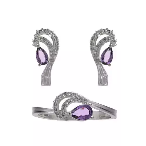 Jewelry set woman ring and earrings 3dm stl