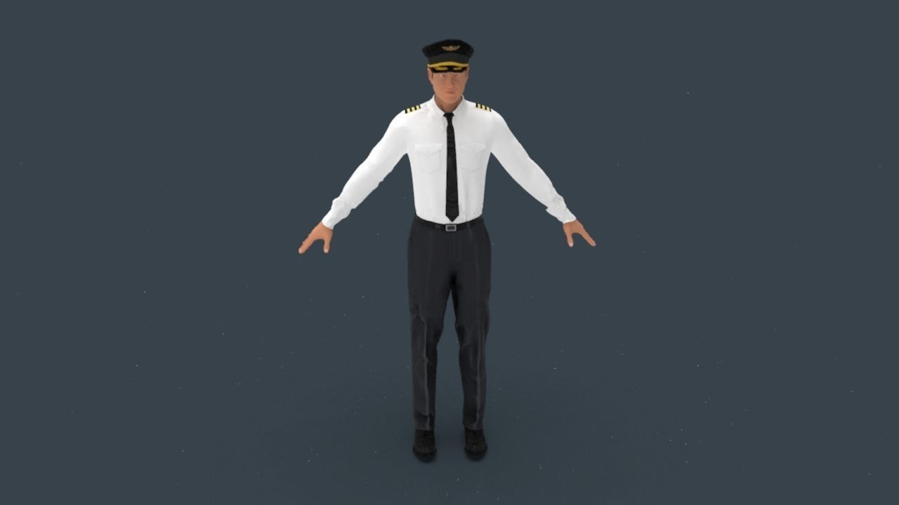 Airline captain Low-poly 3D model_26