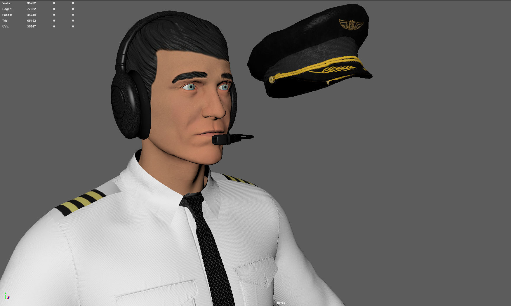 Airline captain Low-poly 3D model_4