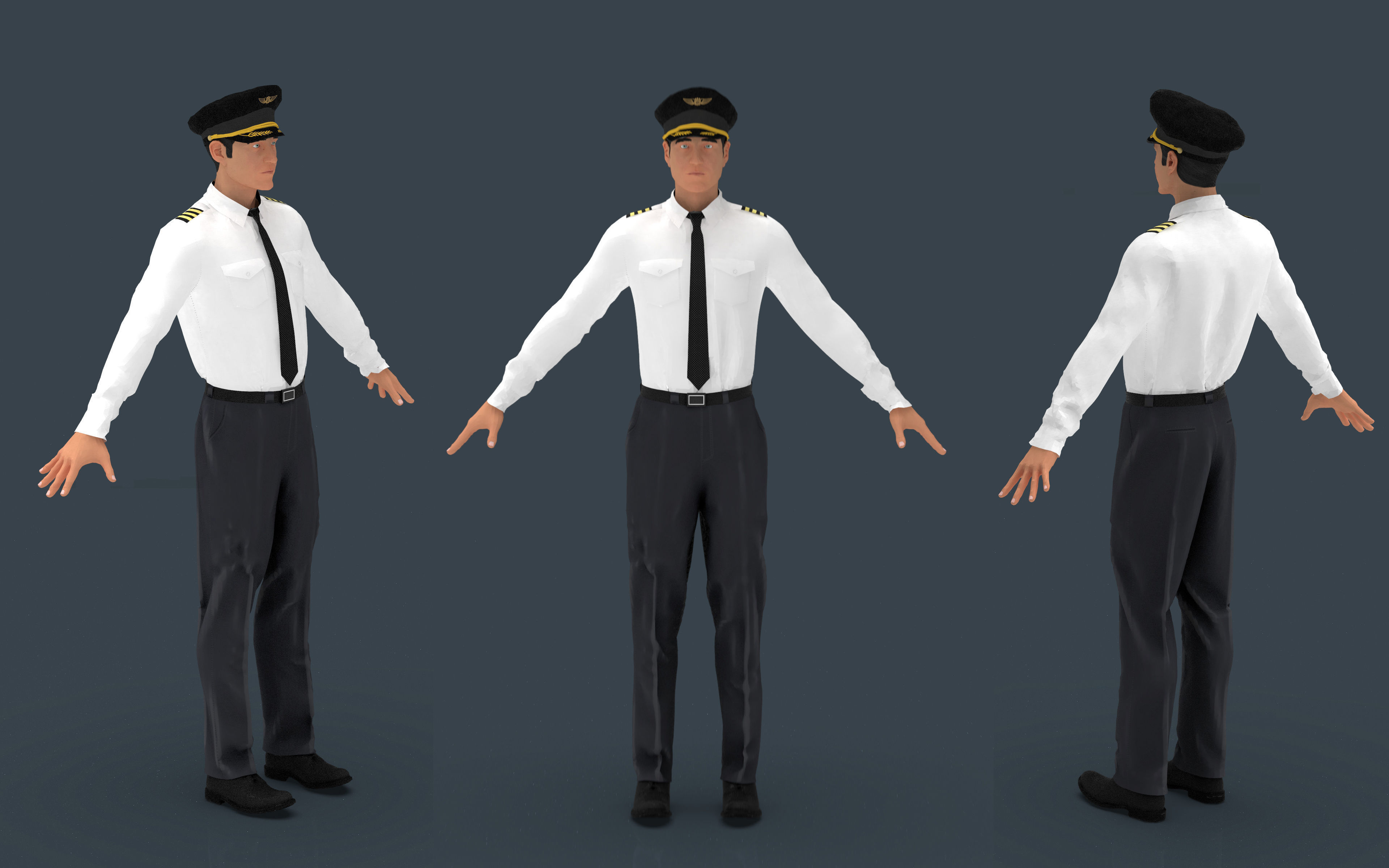 Airline captain Low-poly 3D model_21