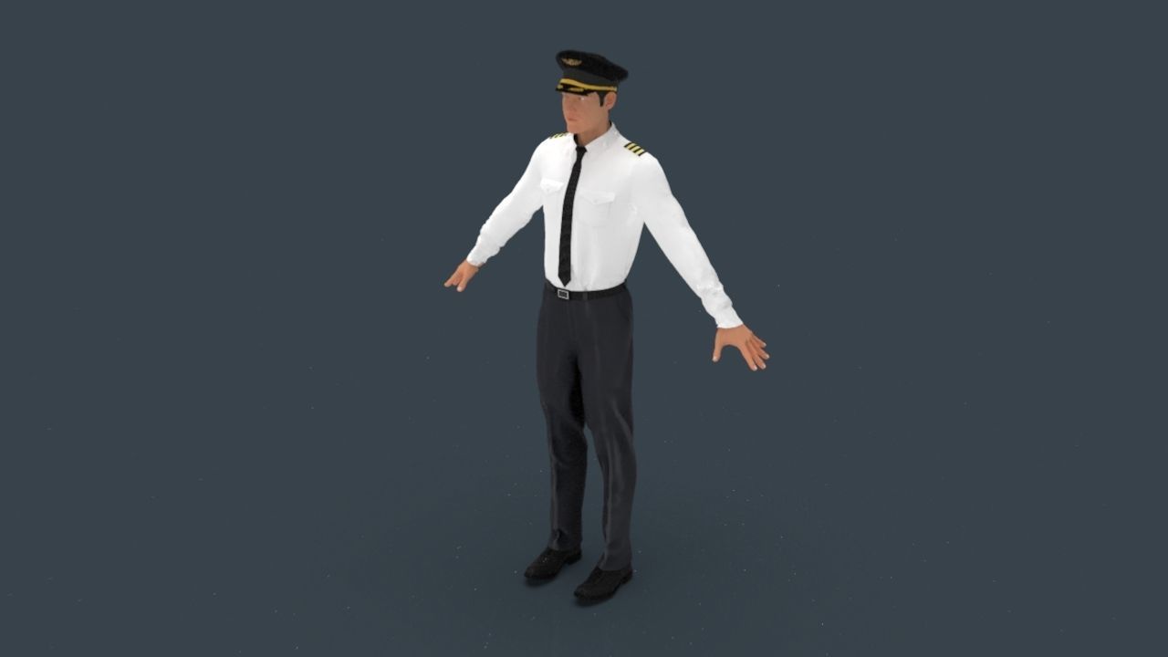 Airline captain Low-poly 3D model_24