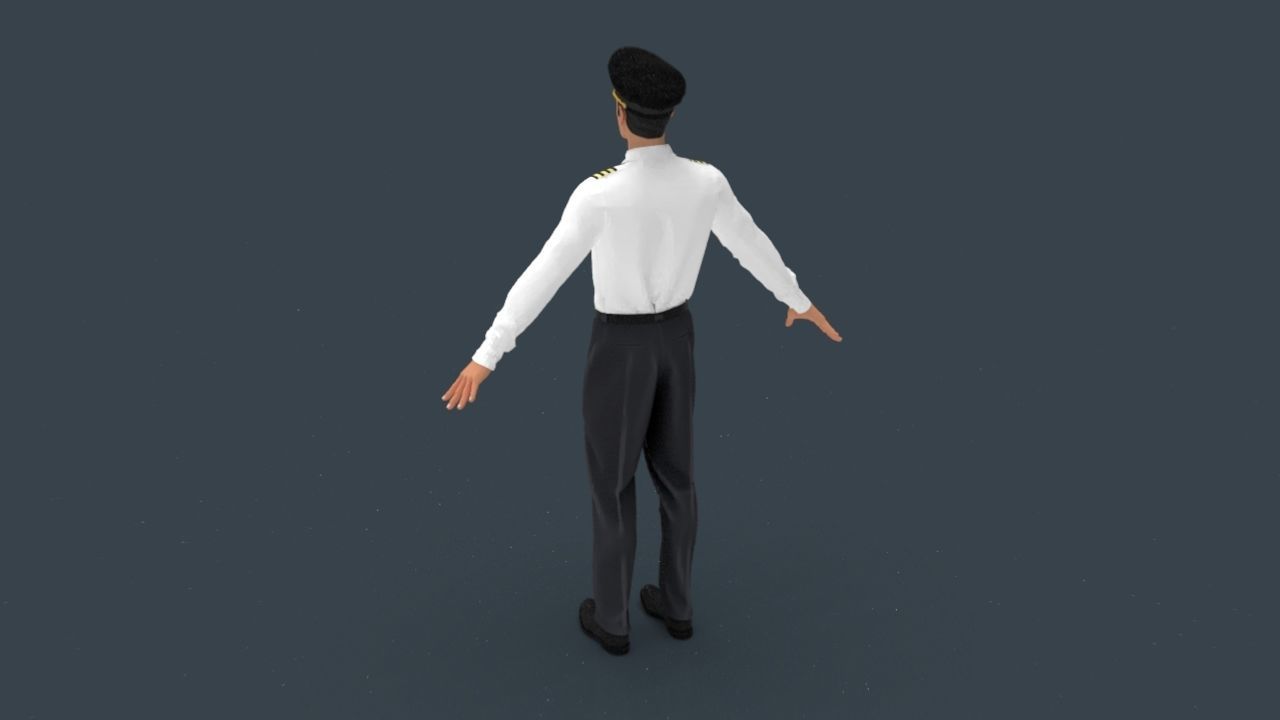 Airline captain Low-poly 3D model_25