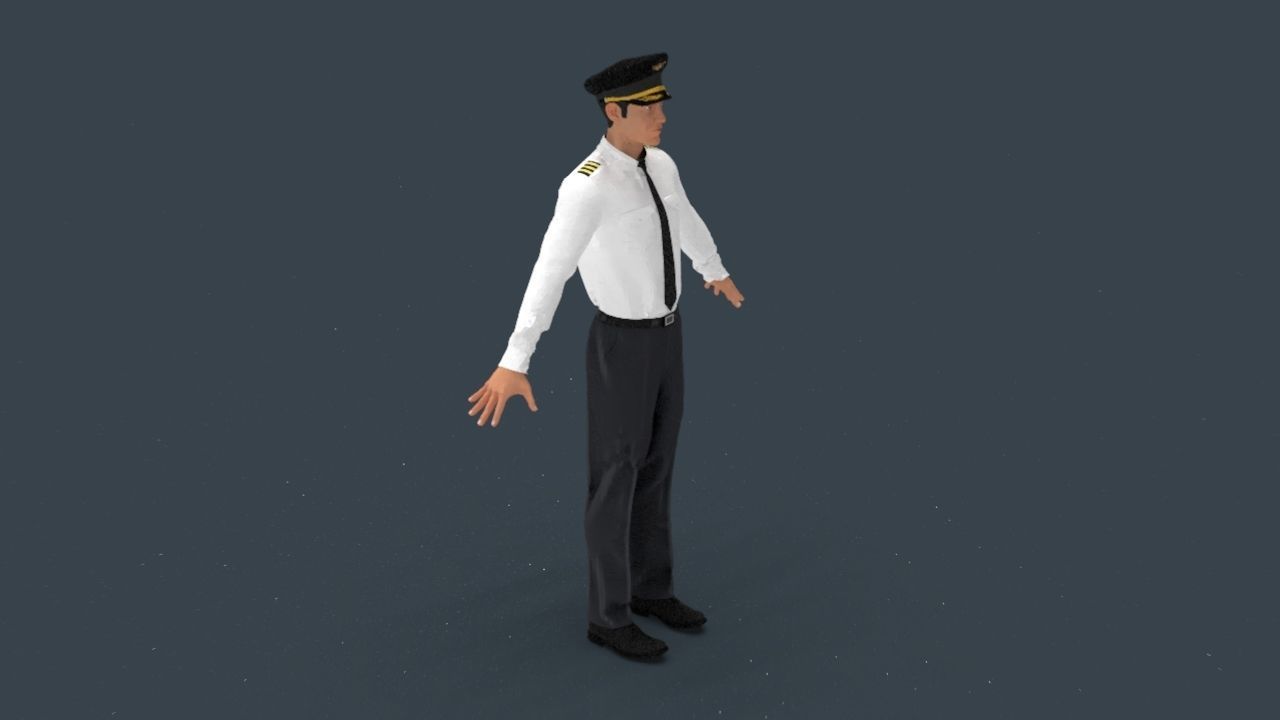 Airline captain Low-poly 3D model_28