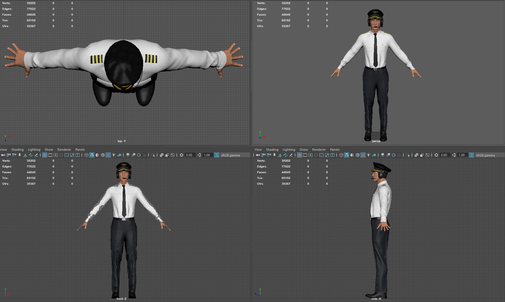 Airline captain Low-poly 3D model_17