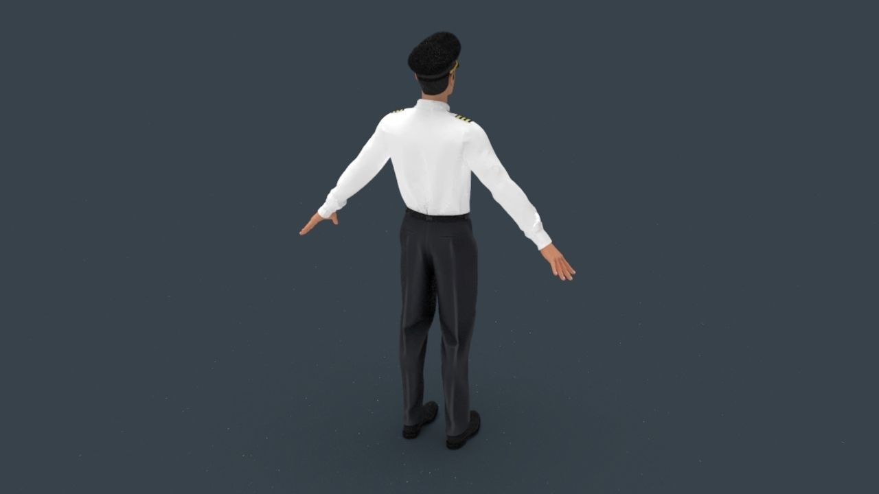 Airline captain Low-poly 3D model_27