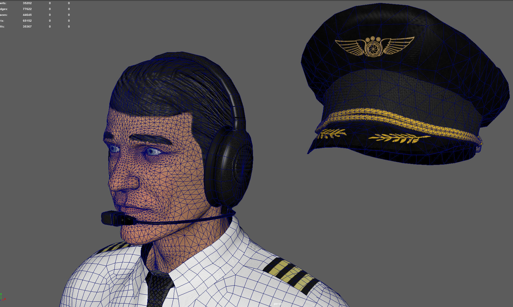 Airline captain Low-poly 3D model_20