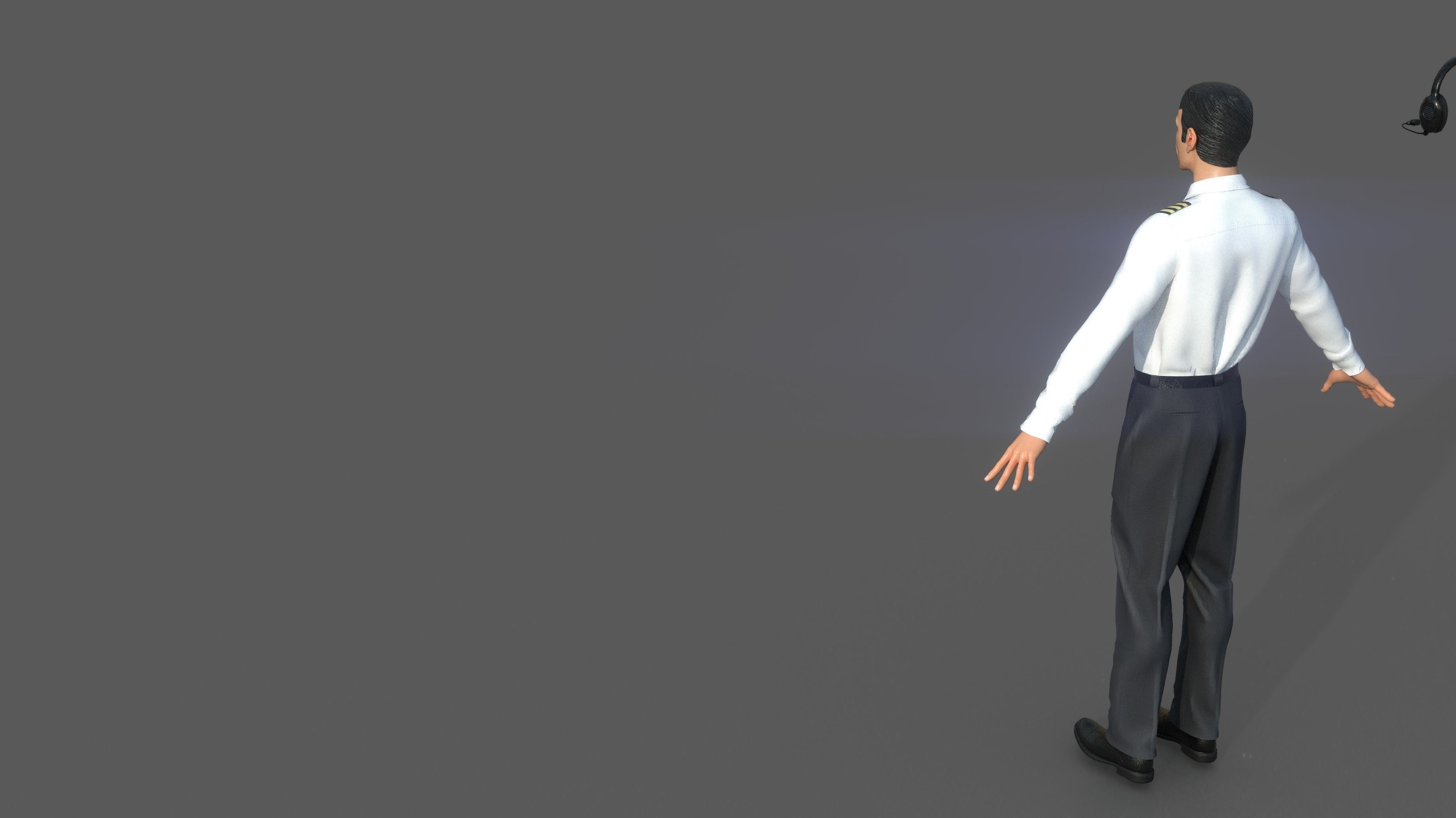 Airline captain Low-poly 3D model_16