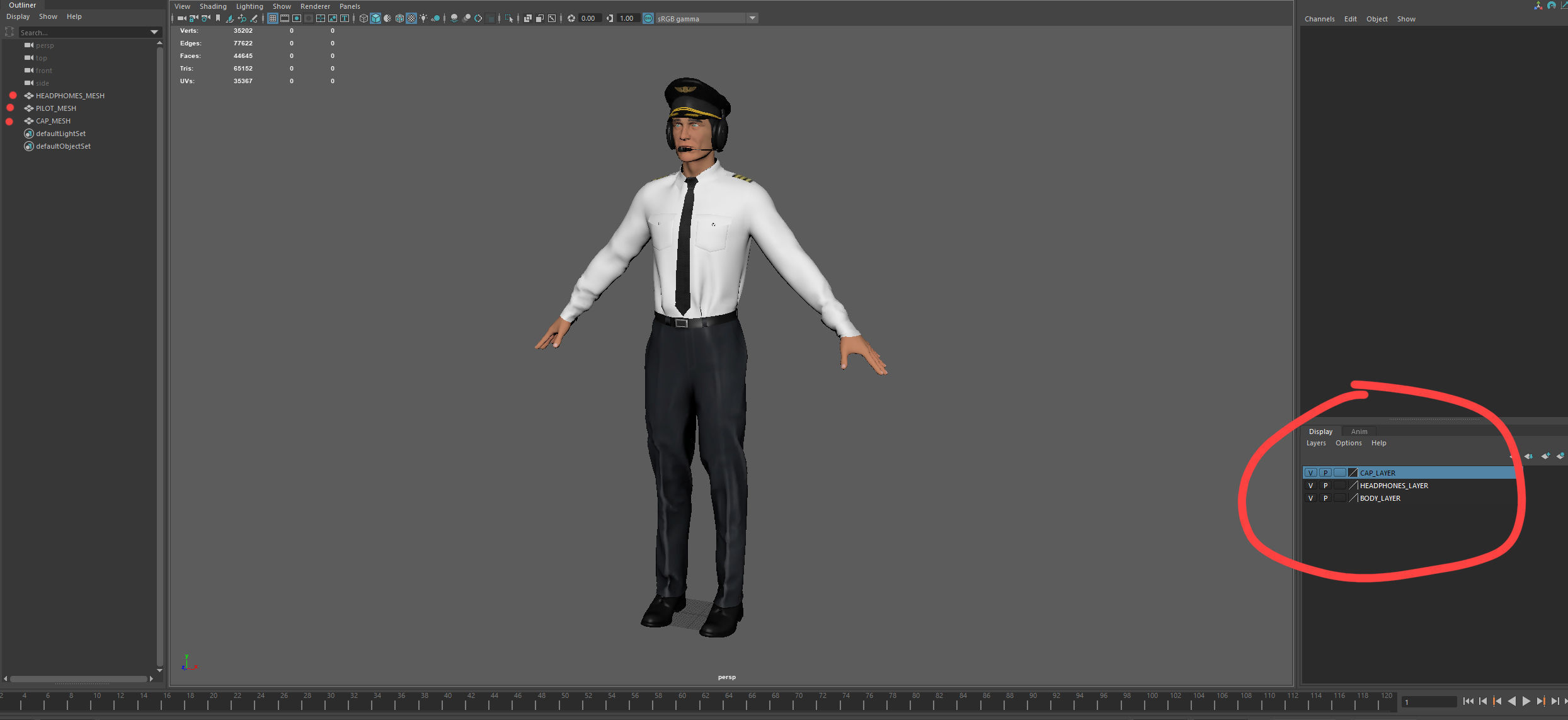 Airline captain Low-poly 3D model_7