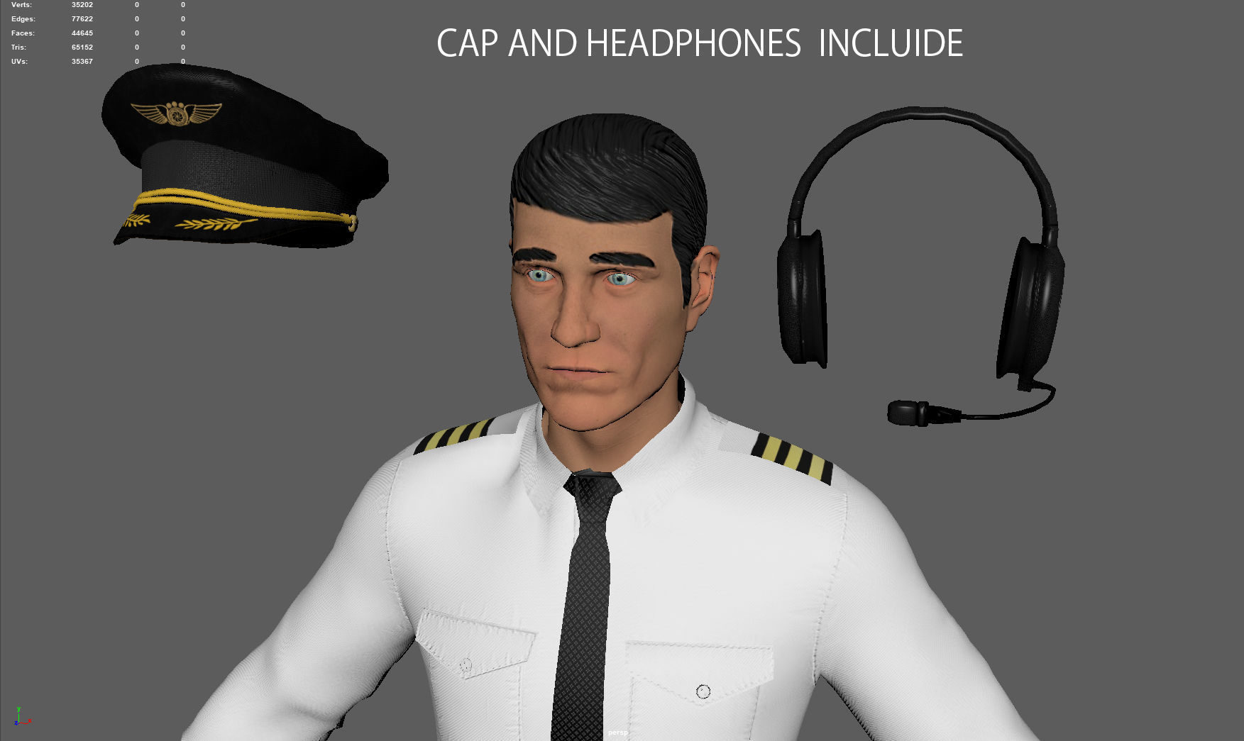 Airline captain Low-poly 3D model_2