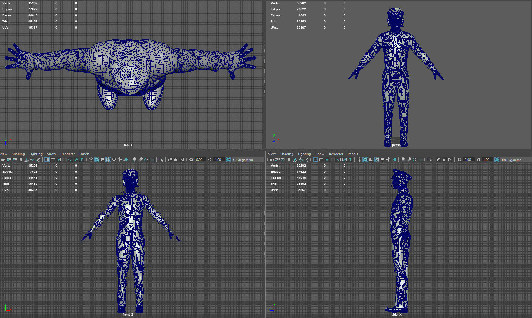 Airline captain Low-poly 3D model_19