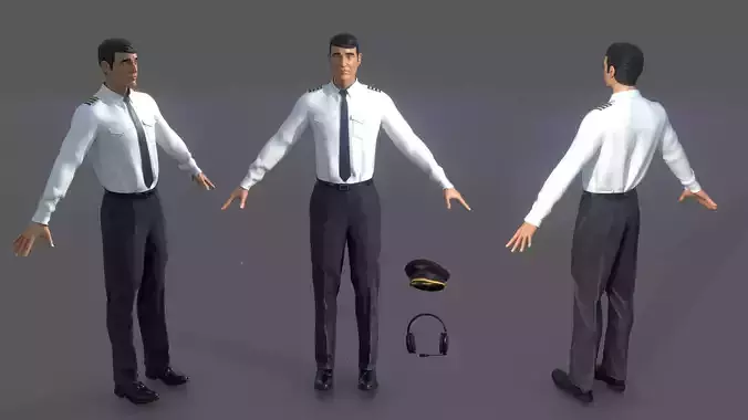 Airline captain Low-poly 3D model