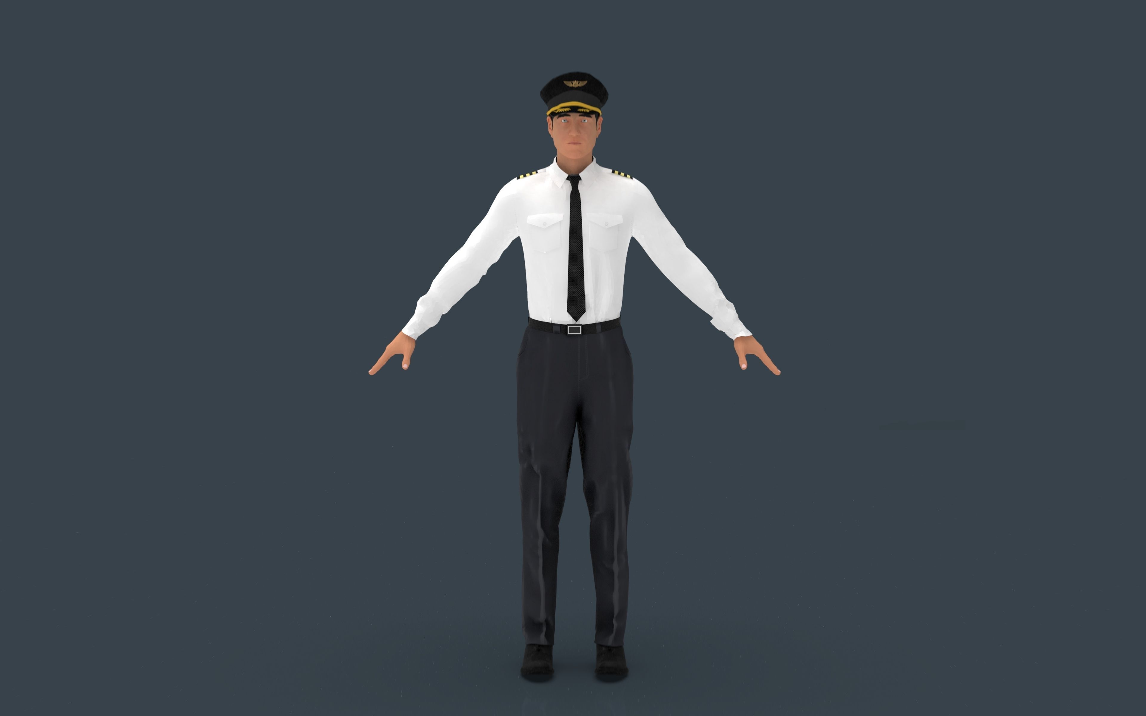 Airline captain Low-poly 3D model_12