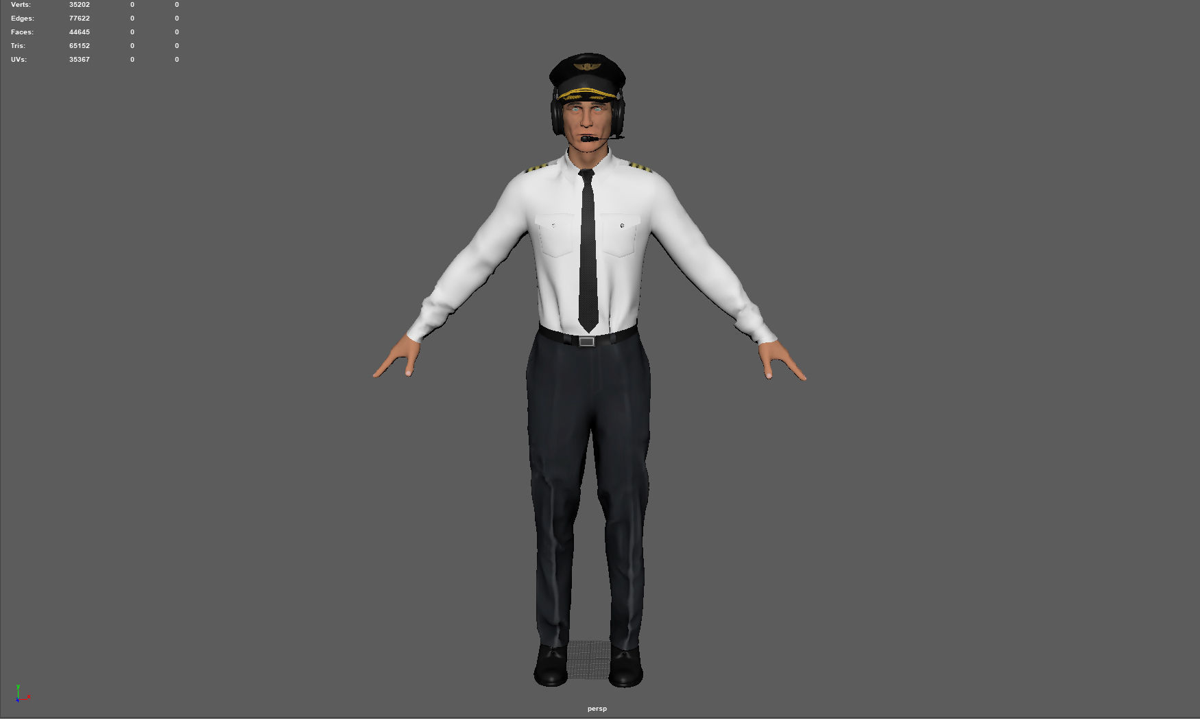 Airline captain Low-poly 3D model_9