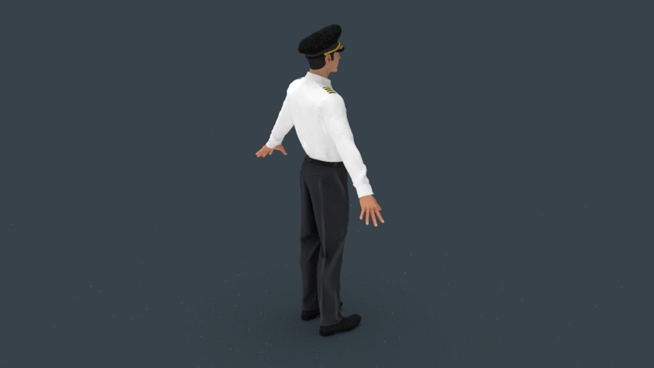 Airline captain Low-poly 3D model_23