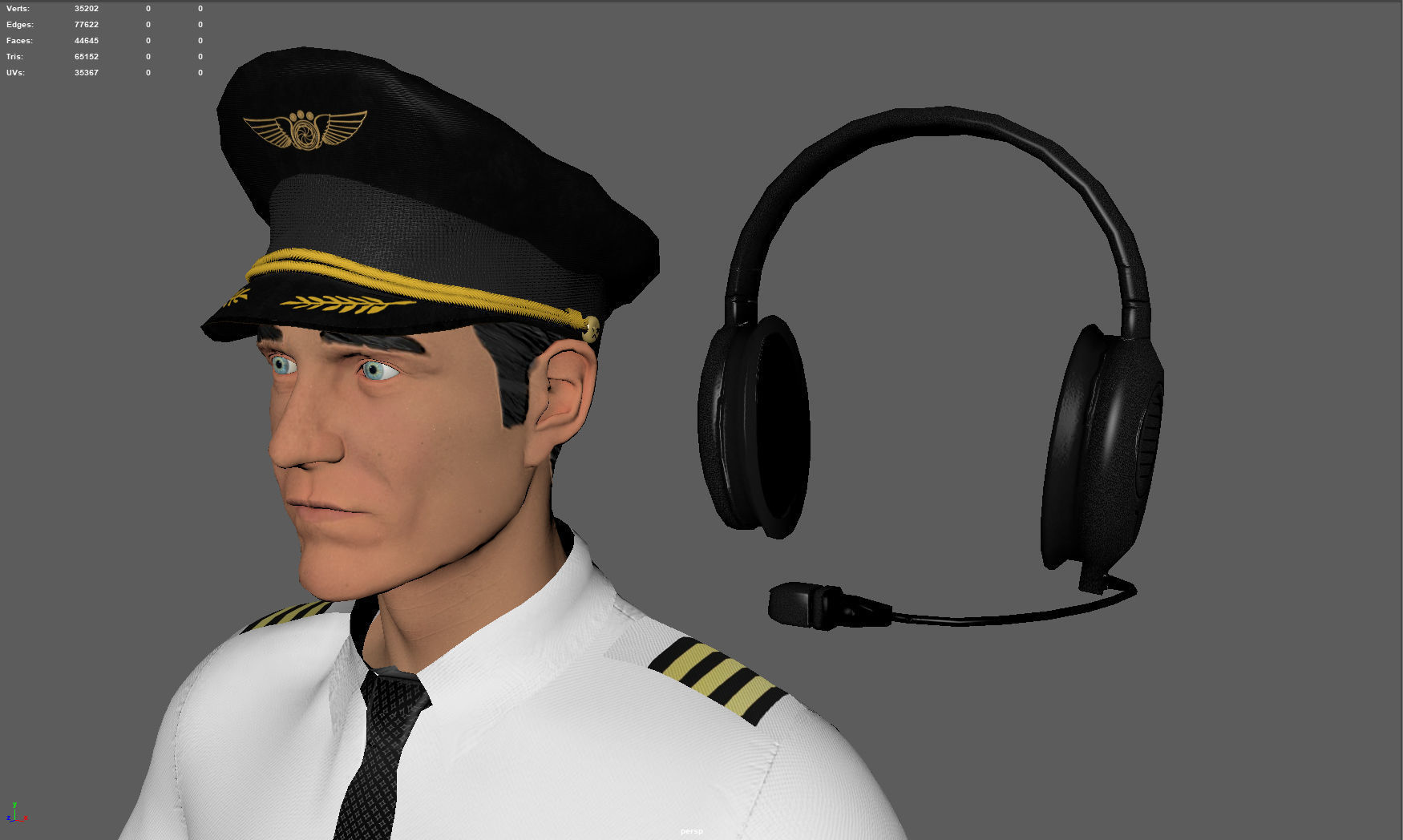 Airline captain Low-poly 3D model_3