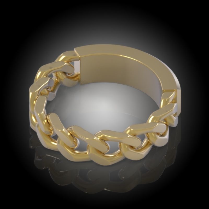 Law of Attraction Cuban Chain Ring - Ask - Believe - Receive 3D print model_26