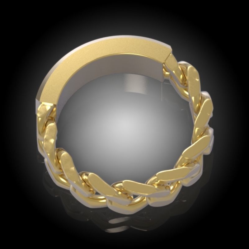 Law of Attraction Cuban Chain Ring - Ask - Believe - Receive 3D print model_25