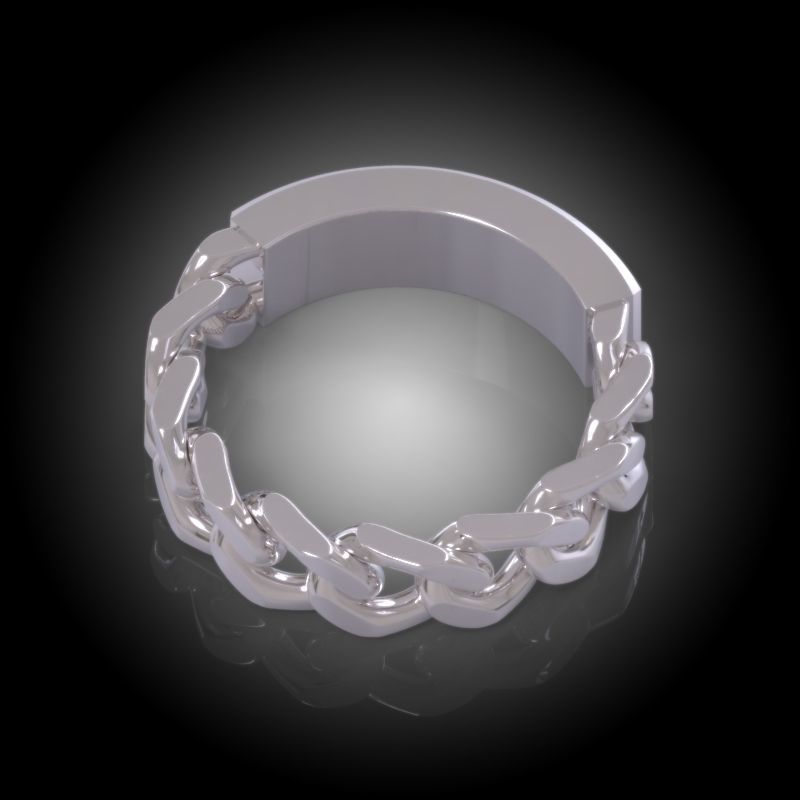 Law of Attraction Cuban Chain Ring - Ask - Believe - Receive 3D print model_15