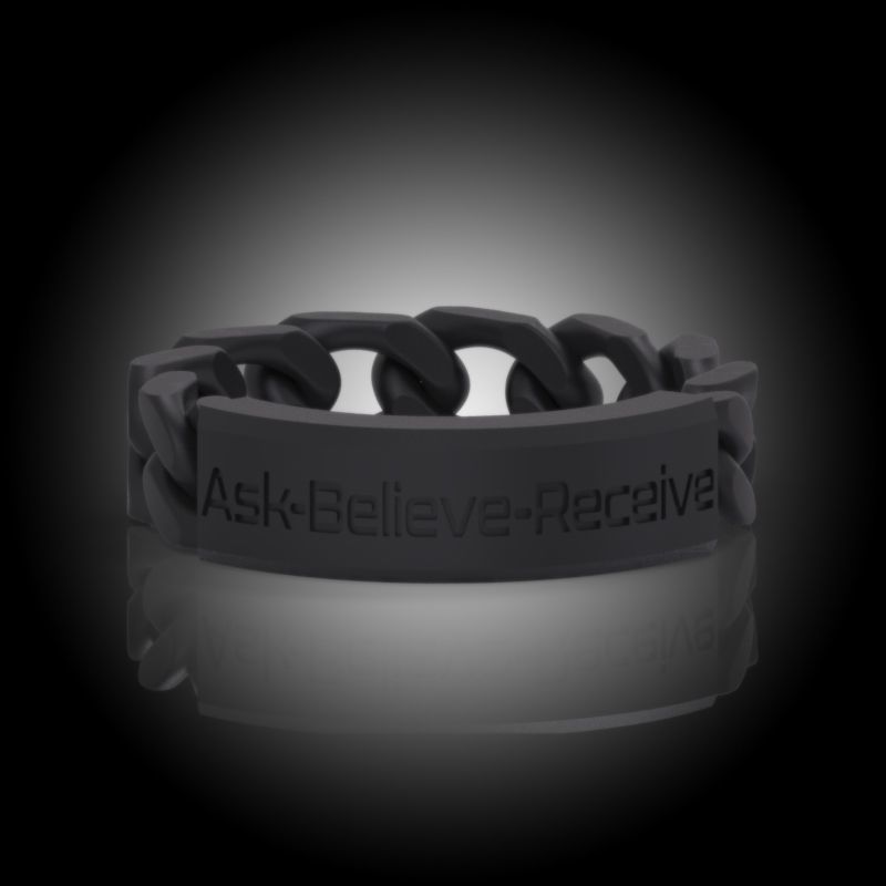 Law of Attraction Cuban Chain Ring - Ask - Believe - Receive 3D print model_31