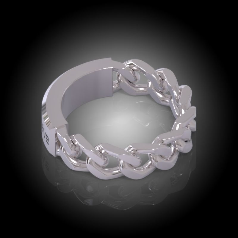 Law of Attraction Cuban Chain Ring - Ask - Believe - Receive 3D print model_13