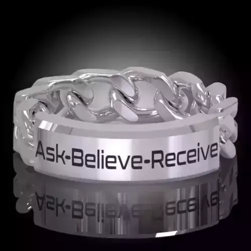 Law of Attraction Cuban Chain Ring - Ask - Believe - Receive 3D print model