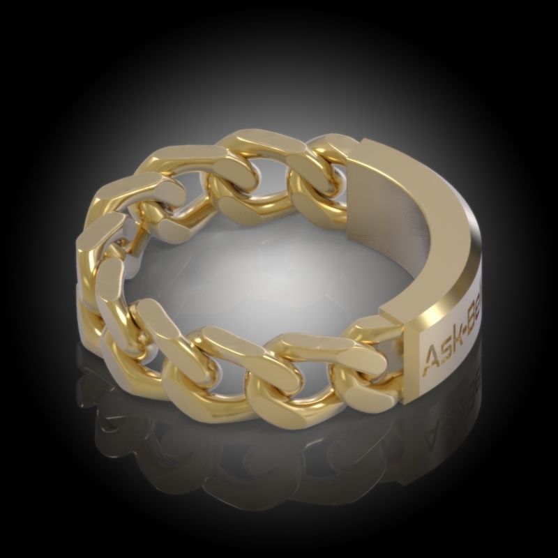 Law of Attraction Cuban Chain Ring - Ask - Believe - Receive 3D print model_27