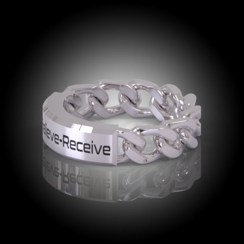 Law of Attraction Cuban Chain Ring - Ask - Believe - Receive 3D print model_10