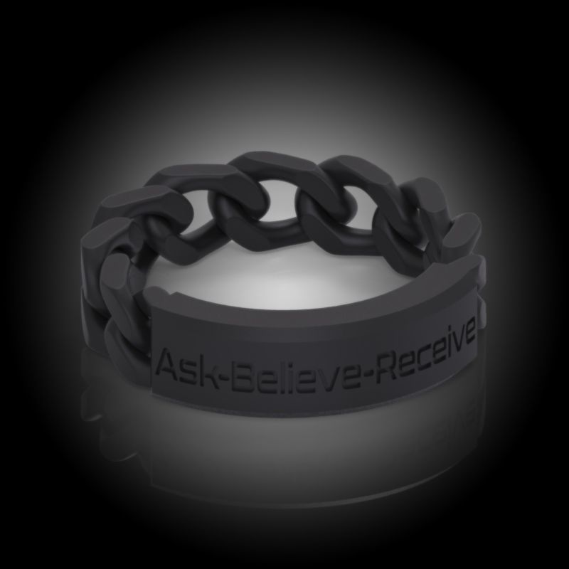 Law of Attraction Cuban Chain Ring - Ask - Believe - Receive 3D print model_30
