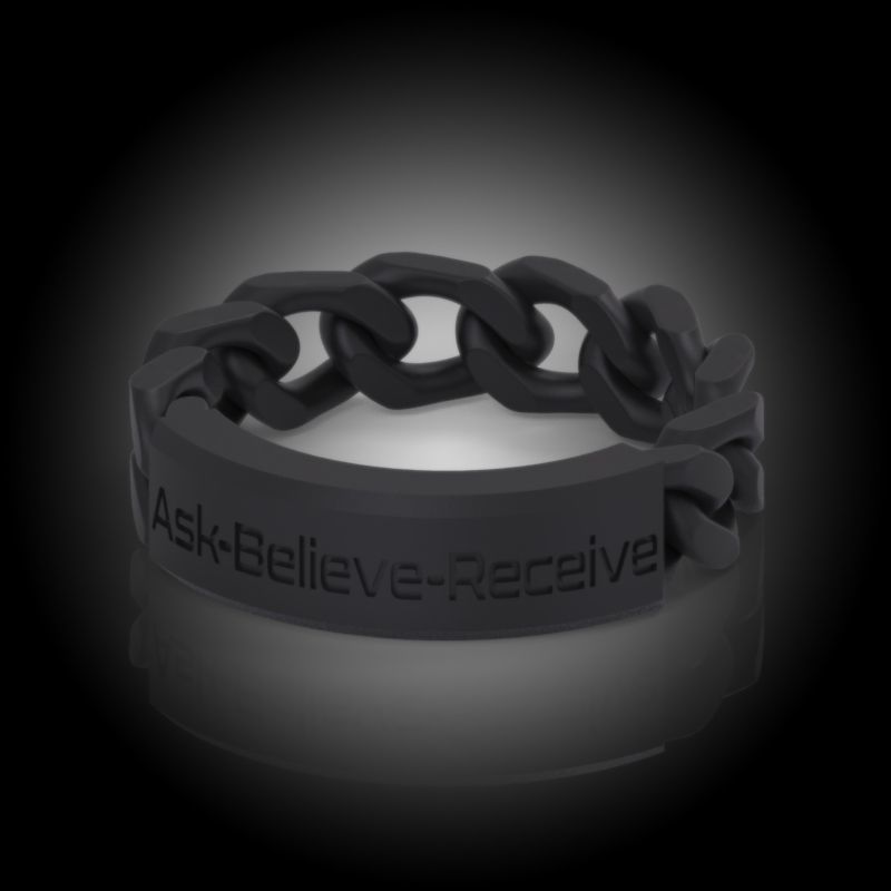 Law of Attraction Cuban Chain Ring - Ask - Believe - Receive 3D print model_32