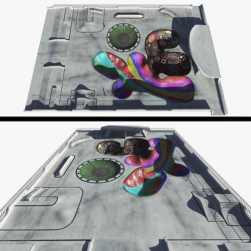 Skatepark microwave oven Low-poly 3D model