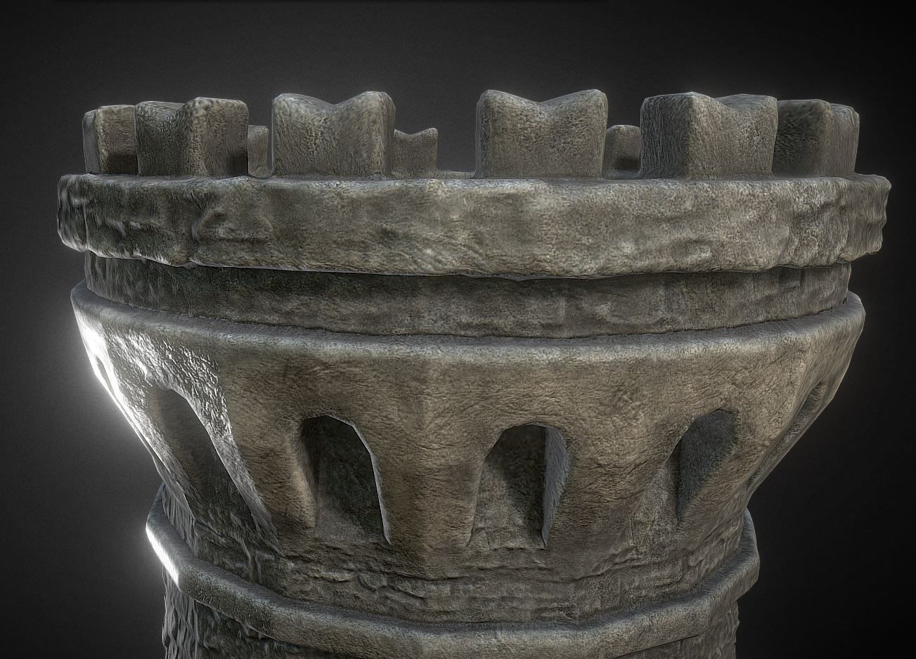 Medieval Guardtower Low-poly 3D model_3