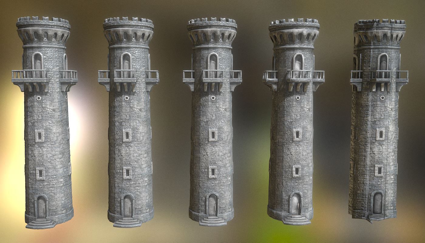 Medieval Guardtower Low-poly 3D model_7