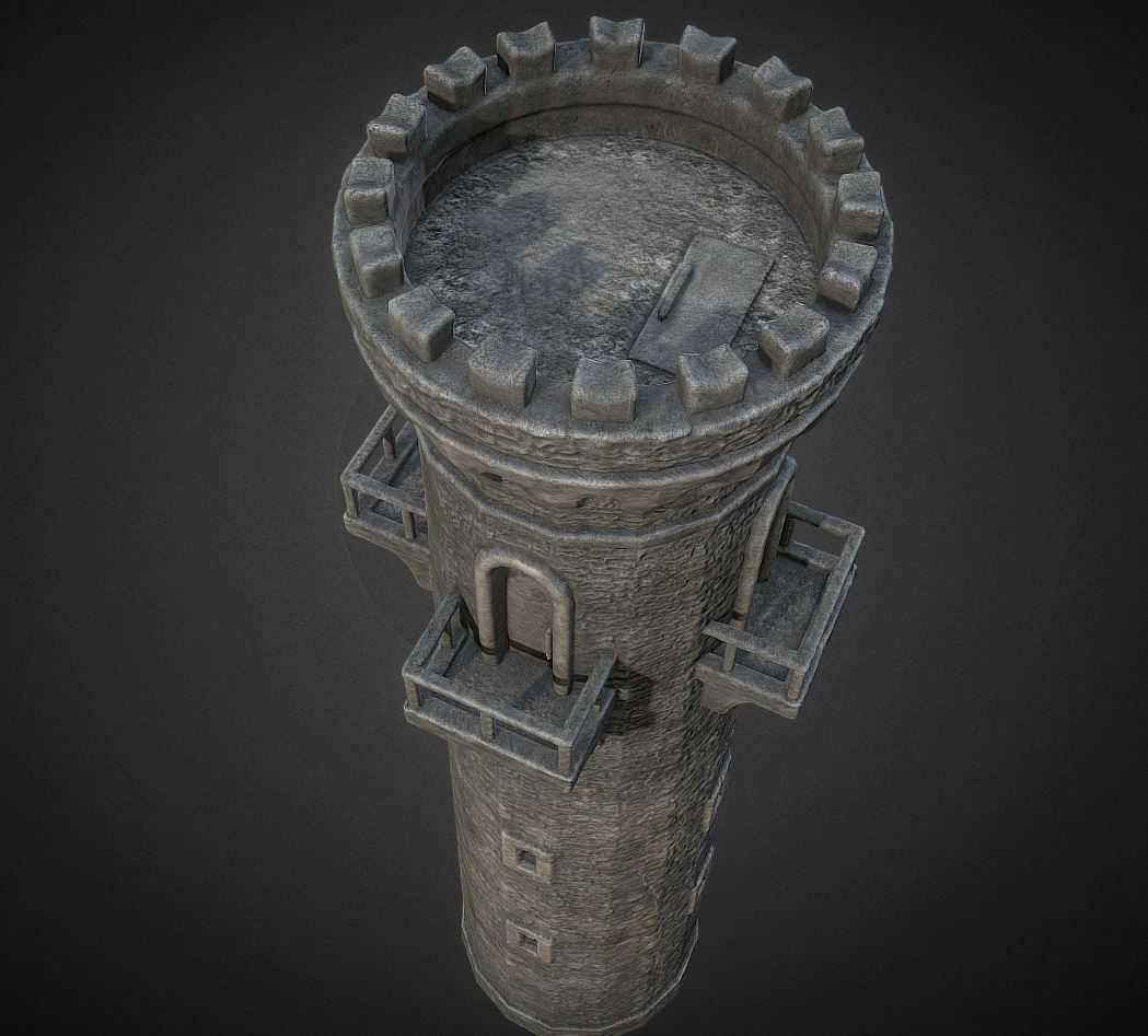 Medieval Guardtower Low-poly 3D model_9
