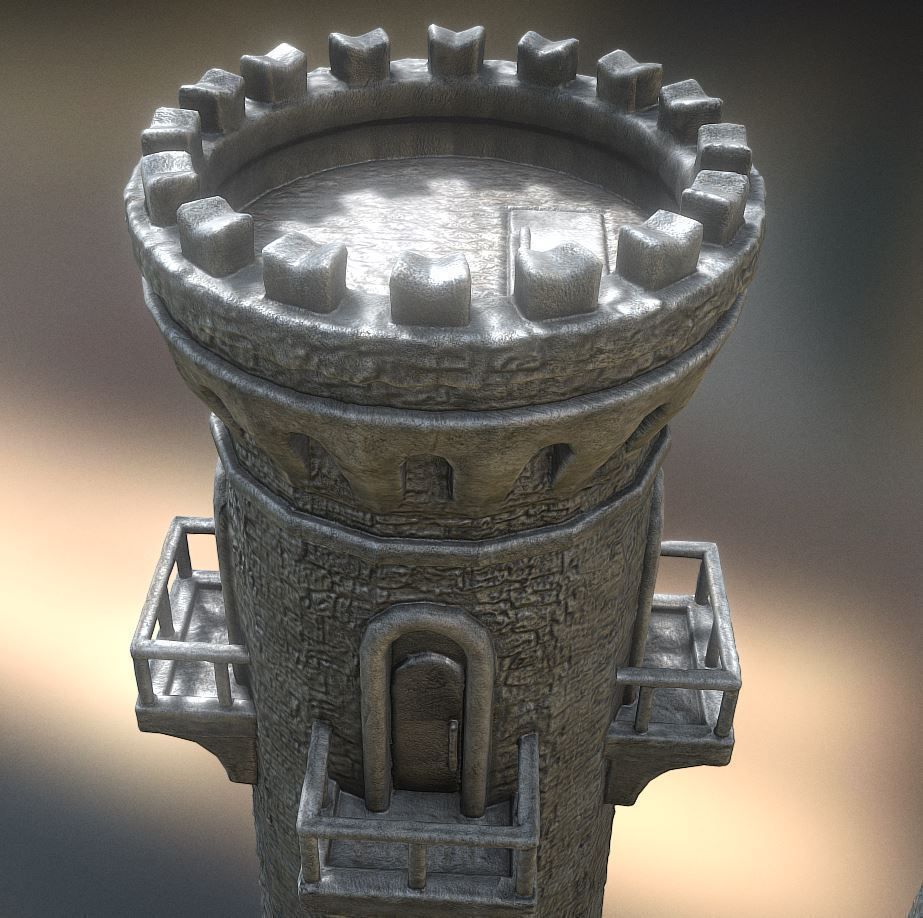 Medieval Guardtower Low-poly 3D model_4
