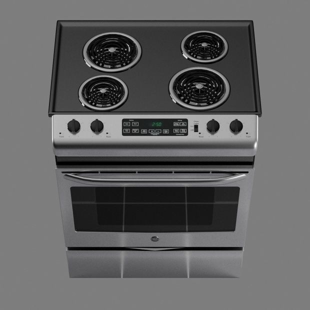 cooker silver oven Low-poly 3D model_8