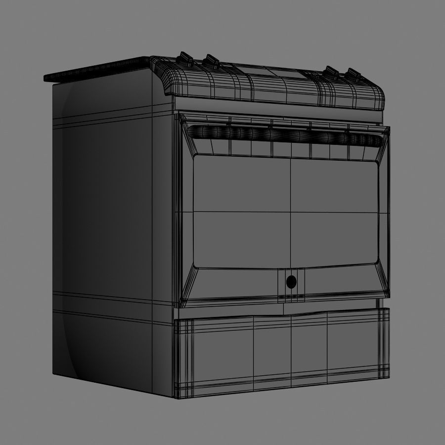 cooker silver oven Low-poly 3D model_5