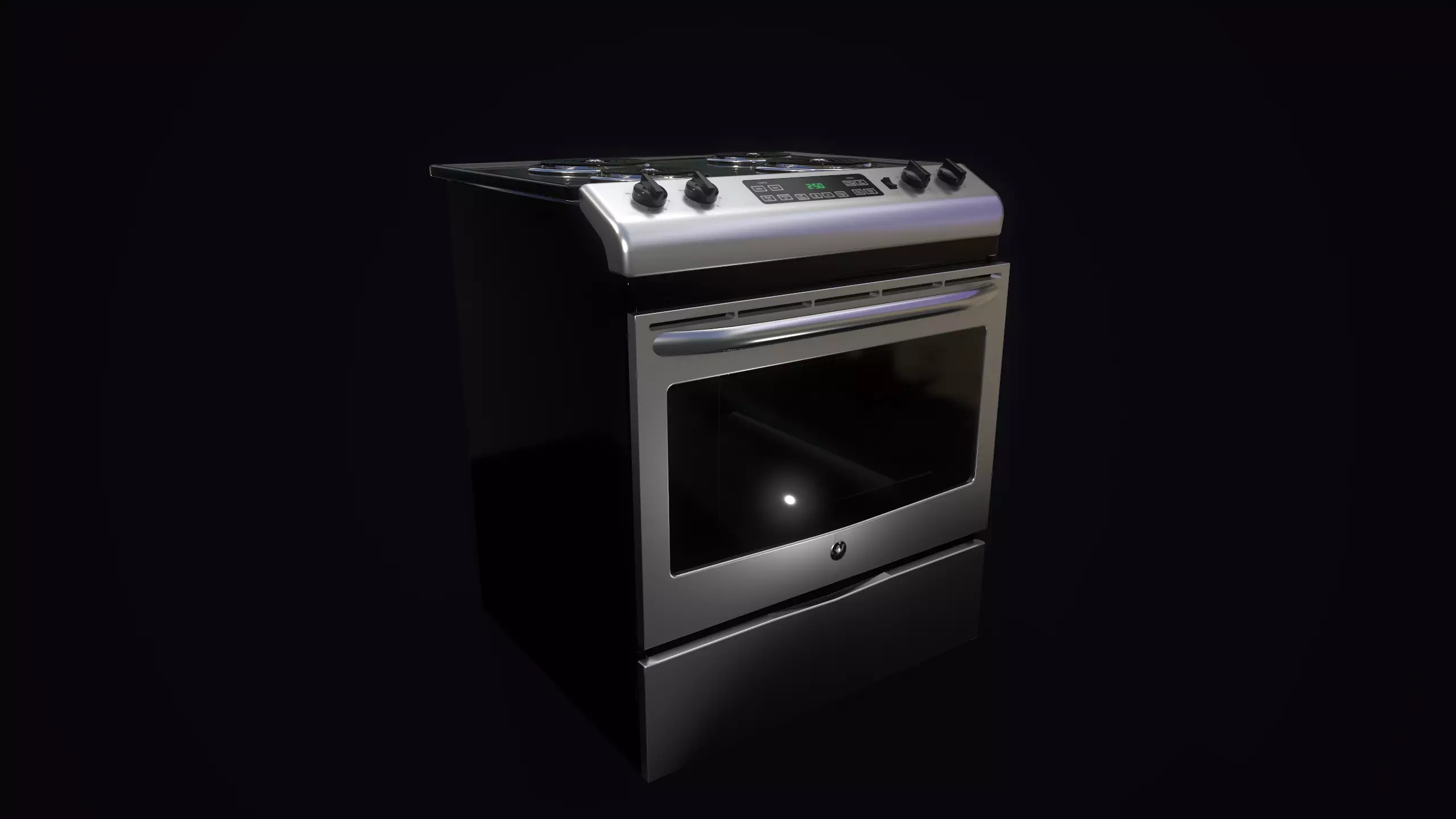 cooker silver oven Low-poly 3D model_0