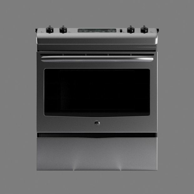 cooker silver oven Low-poly 3D model_7