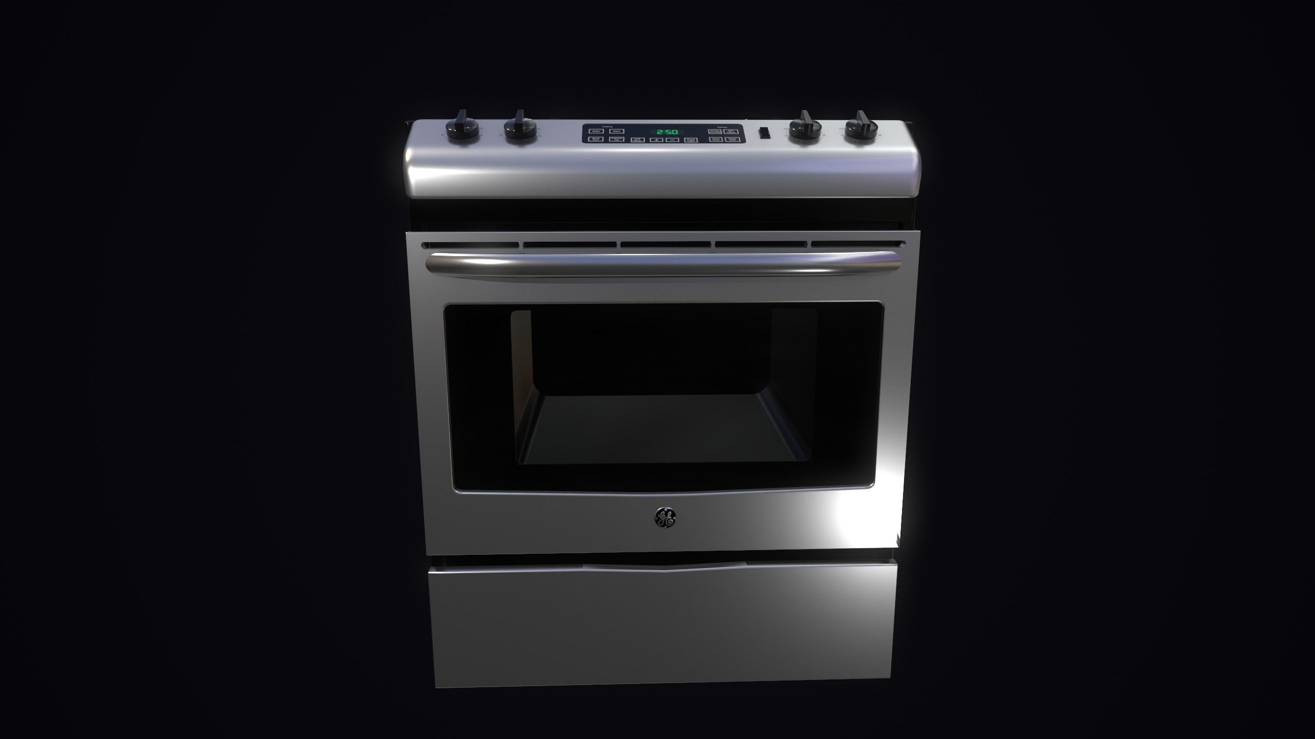 cooker silver oven Low-poly 3D model_2