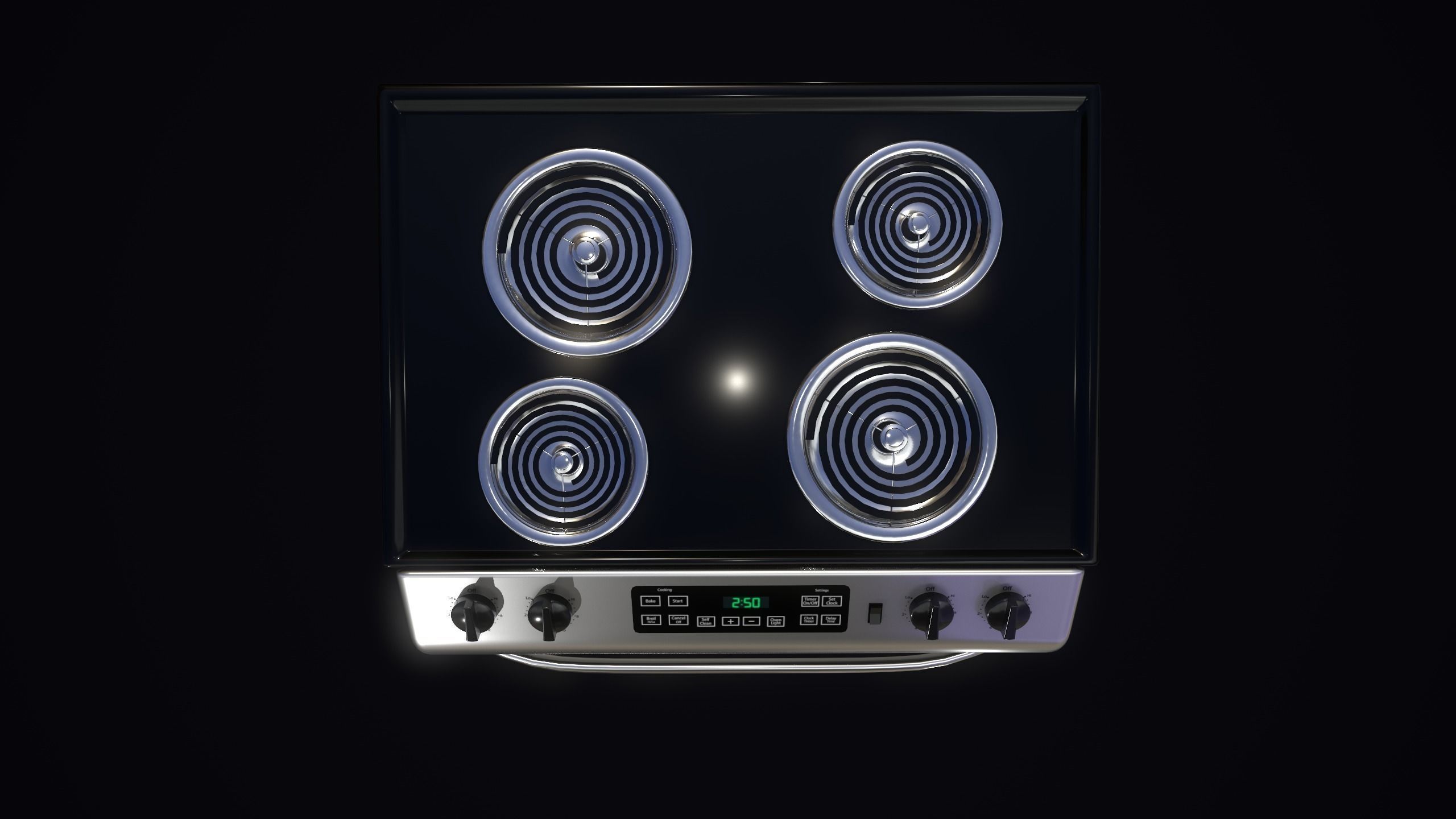 cooker silver oven Low-poly 3D model_3