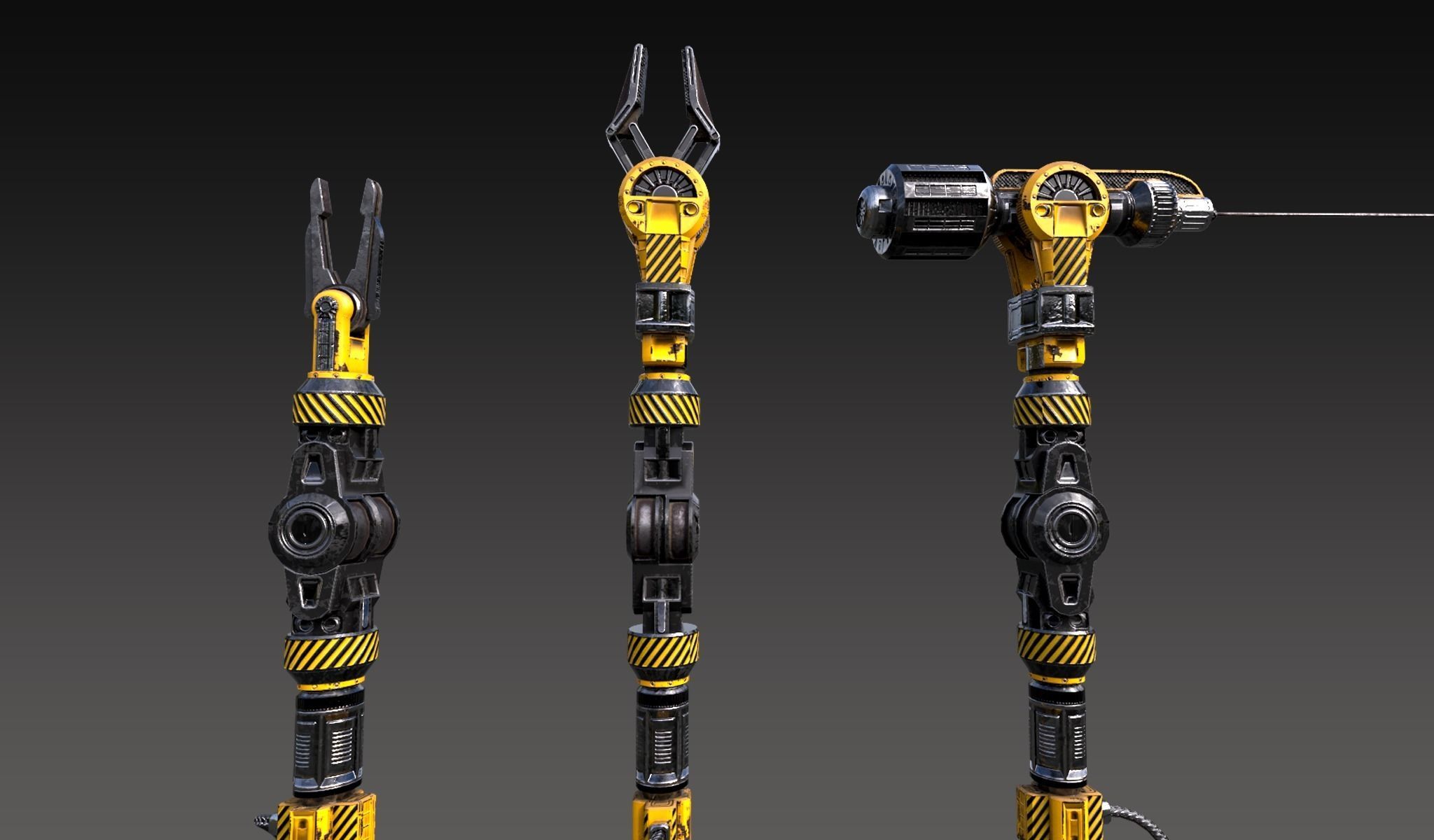 Sci-fi Mechanical Arms Low-poly 3D model_6