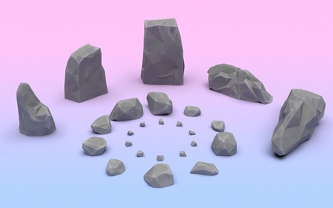 Stones pack Low-poly 3D model