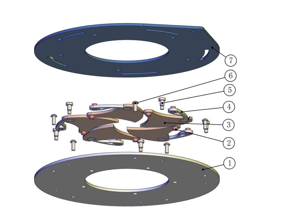 Rotating mechanical iris-bar structure 3D print model_3