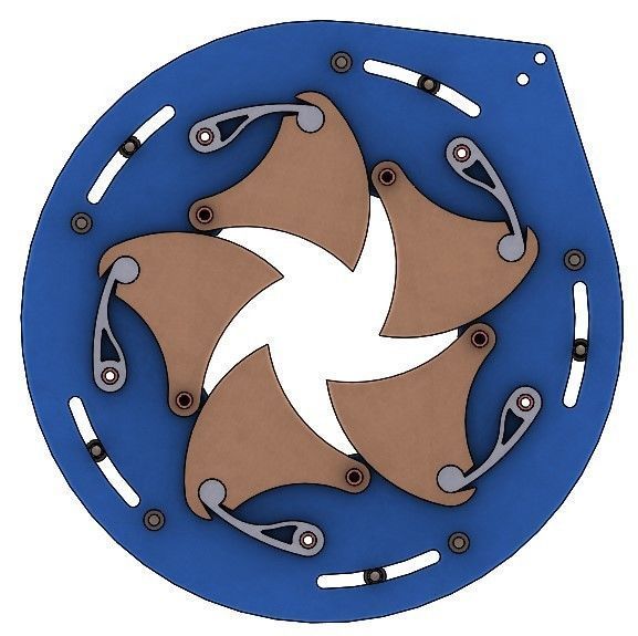 Rotating mechanical iris-bar structure 3D print model_6